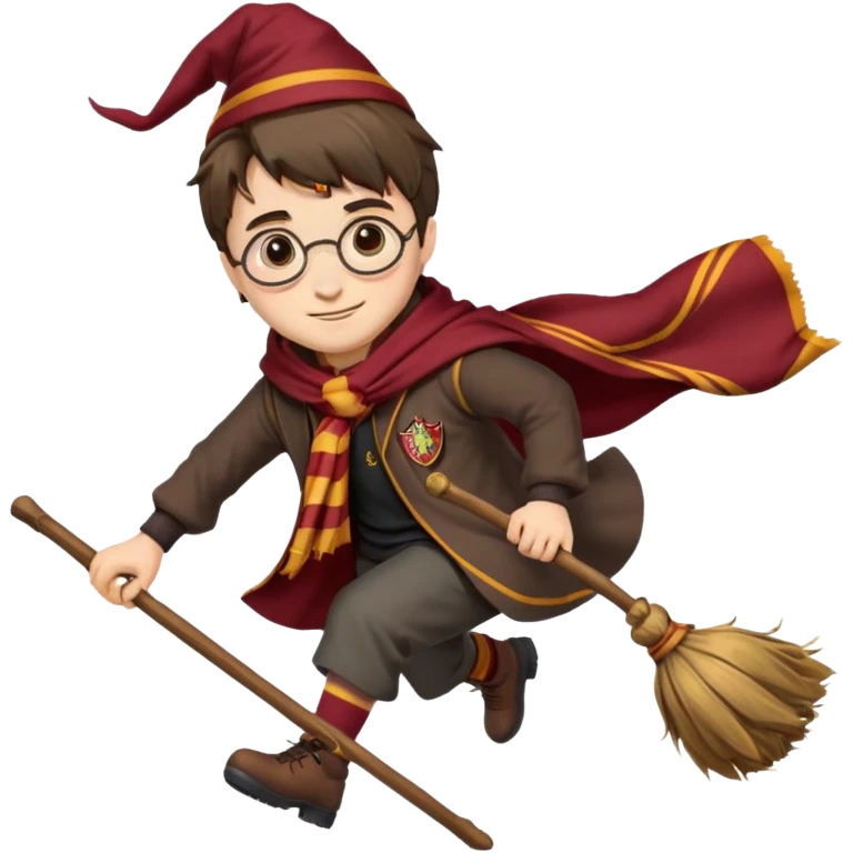 Harry potter riding a broomstick emoji