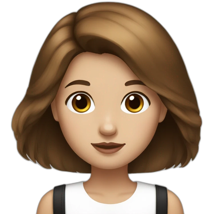 a girl with brown hair with a white and black pomerania  emoji