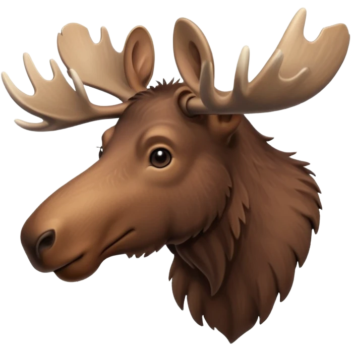 A high-resolution digital illustration of a young moose in a clean, semi-realistic style. The young moose is shown facing sideways head tilted  emoji
