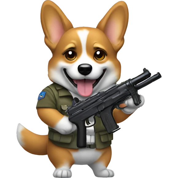 corgi holding a gun emoji
