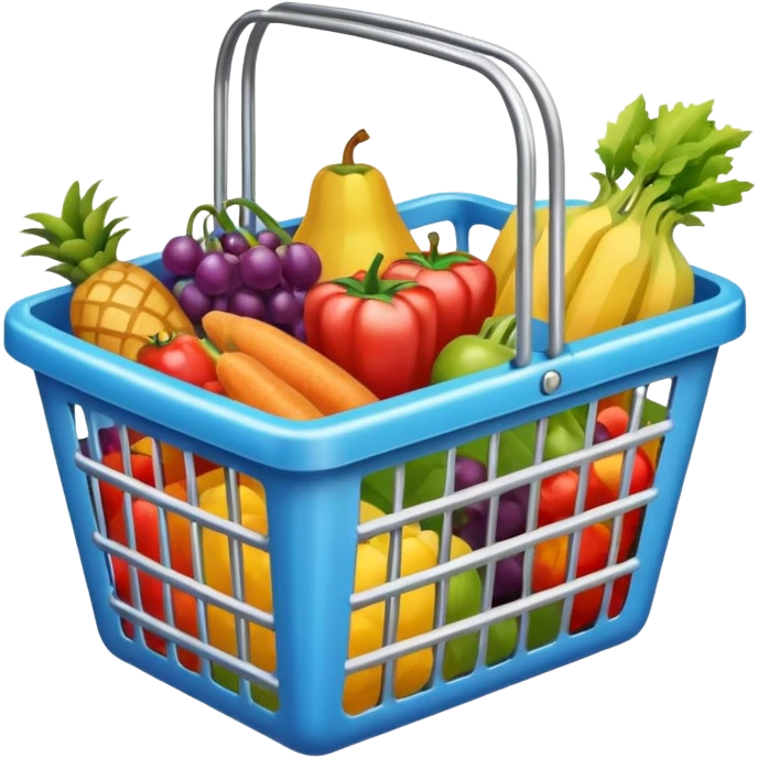 METAL SHOPPING BASKET WITH GROCCERIES IN IT emoji