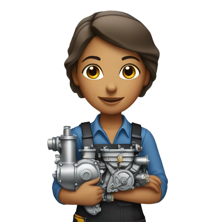 girl mechanic holding an engine  emoji