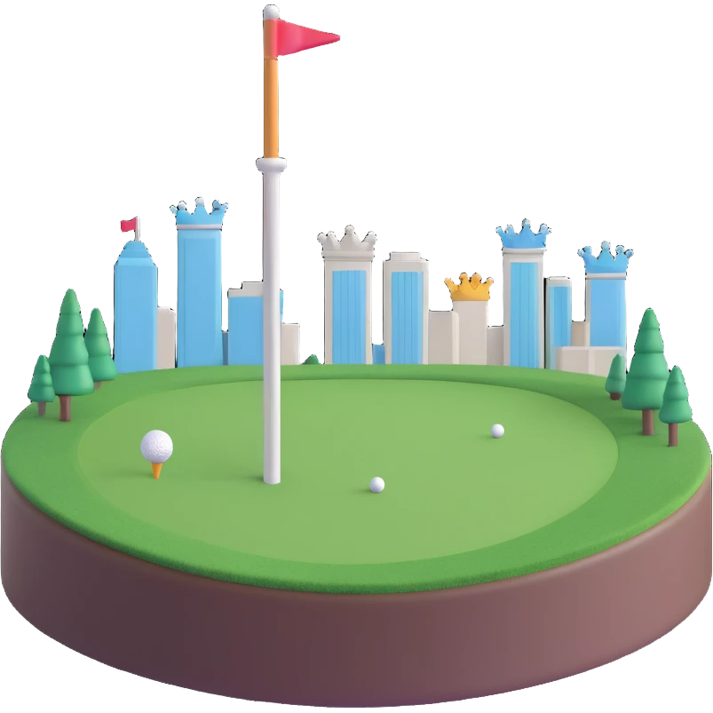 minimalist cool emoji for Queen City Golf Club combining crown golf tee and subtle cityscape, fresh modern look emoji