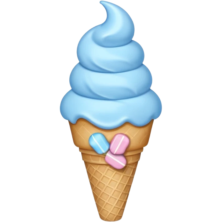 ice cream cone with pastel blue scoop and a star-shaped candy emoji