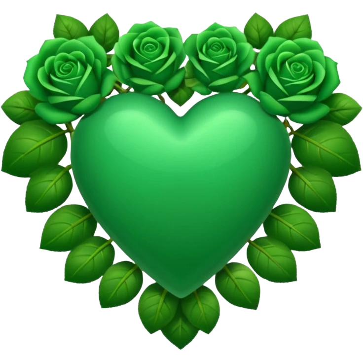 Green Heart with green roses  emoji