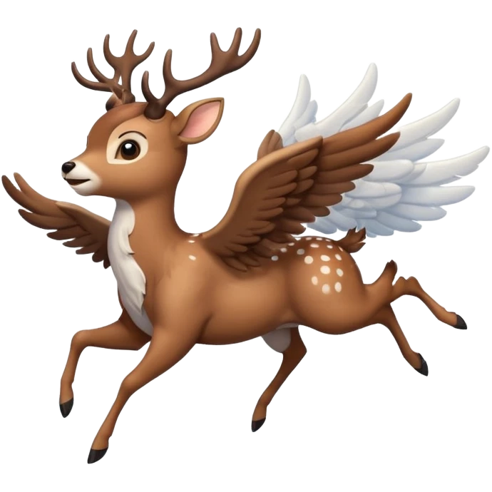 Make a 10 point deer with wings and its flying on a cloud and it is going crazy emoji
