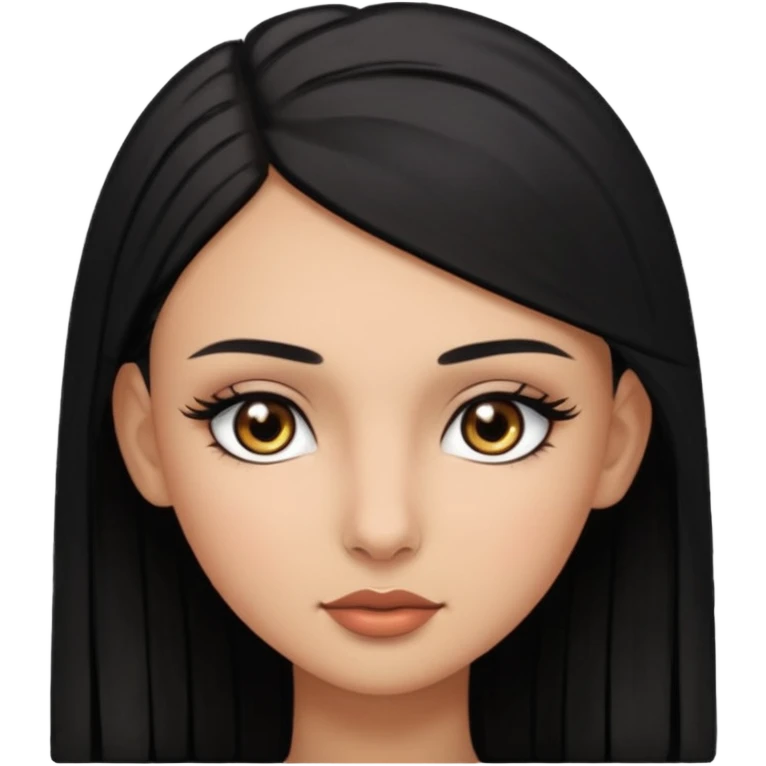 girl with olive skin, brown eyes and shaved head lashes, and long black hair  emoji