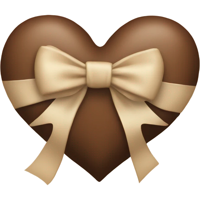 brown heart with beige bow emoji