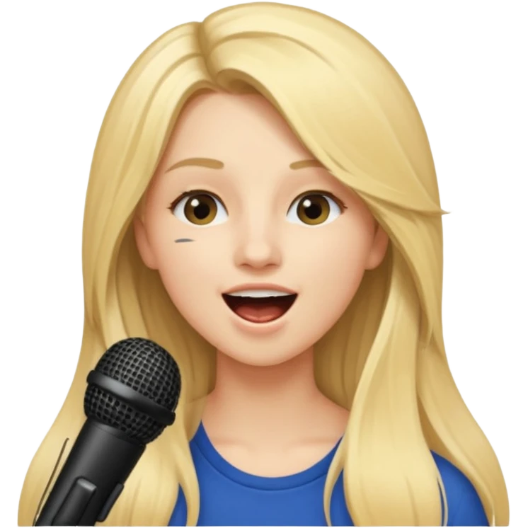 Singer Young woman – long blonde hair, around 20s,  singing into mic emoji