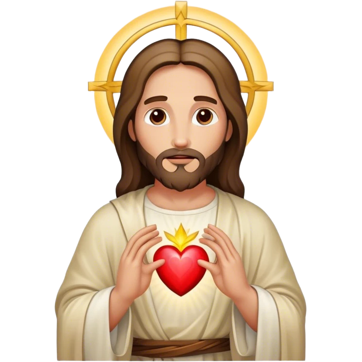 Jesus with an immaculate beautiful glowing heart emoji