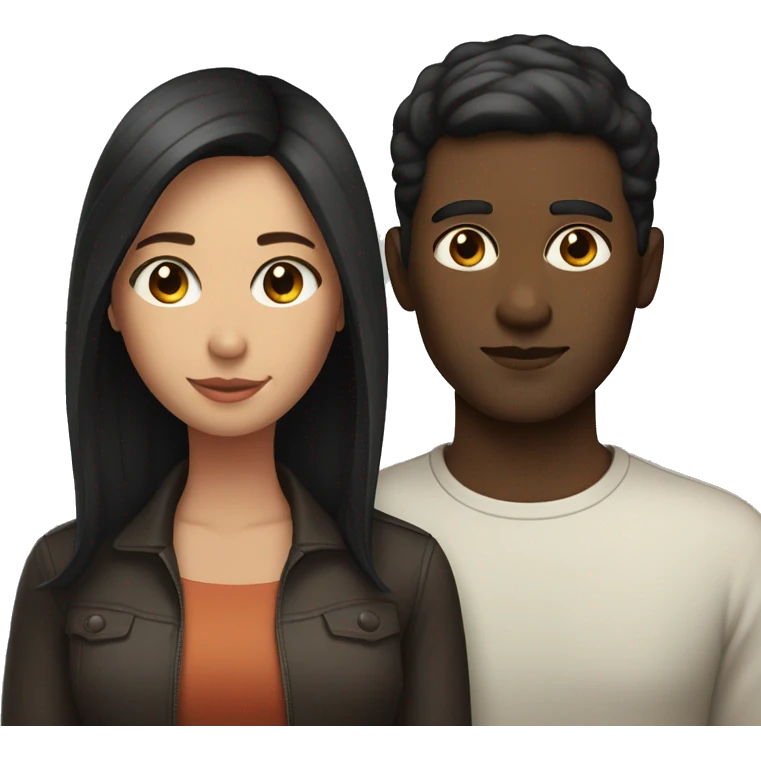 couple man with brown short hair and bright skin women with long black hair and darker skin  emoji