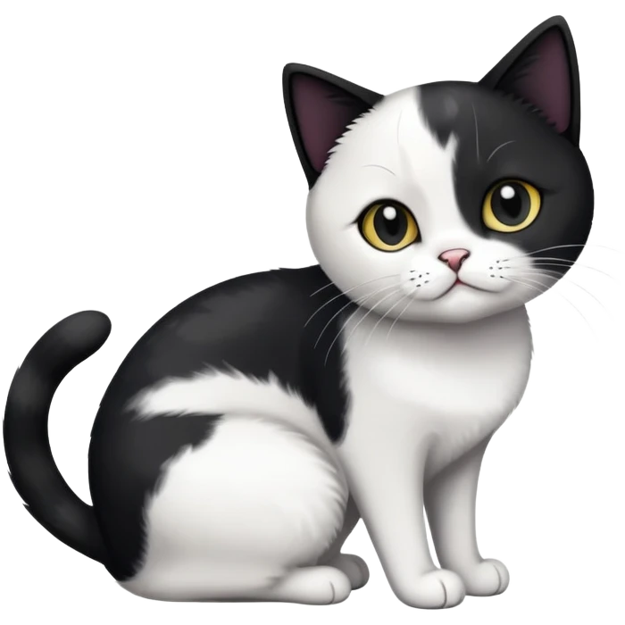 short haired black and white cat full body emoji