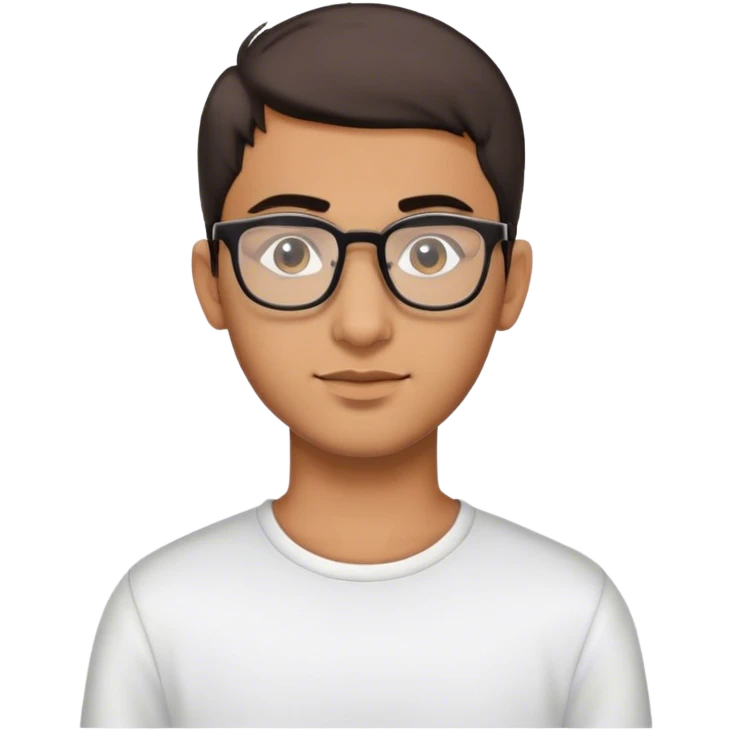 Yong arabic with short air cut. He have glasses emoji