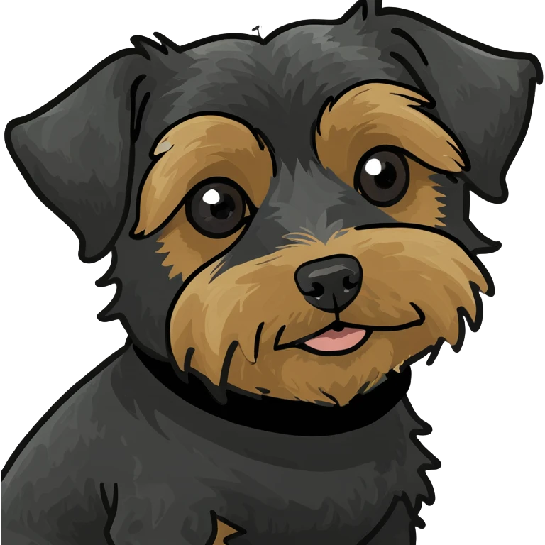 Create a yorkiepoo doodle dog with a black shirt on eating a taco emoji