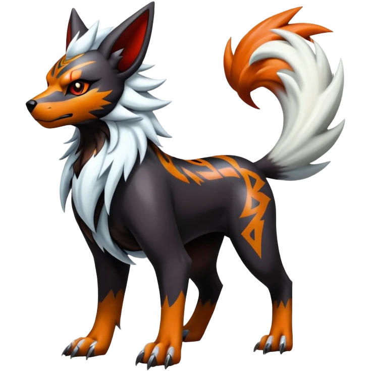 Shiny Gothic Exotic Punk’ish Cool Colorful Epic Futuristic Houndoom-Arcanine-Zorua-Torracat-Pokémon-Fakémon-hybrid-creature emoji