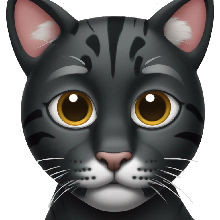 Black tiger cat with white dot on nose emoji