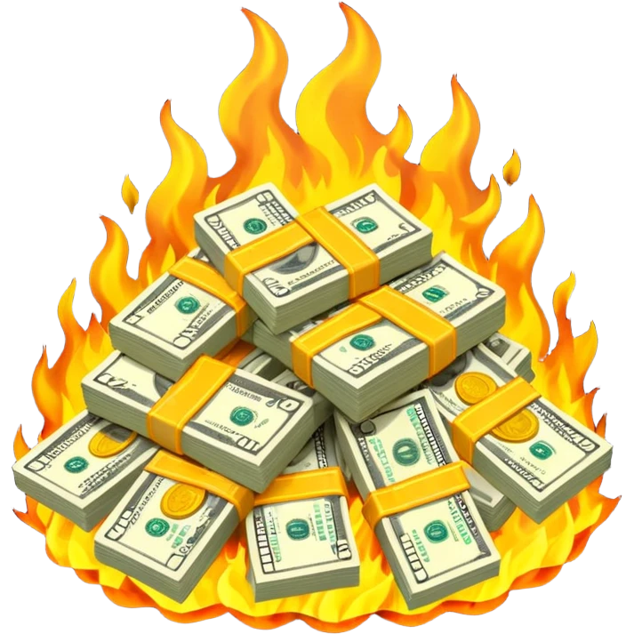 Cash on fire emoji