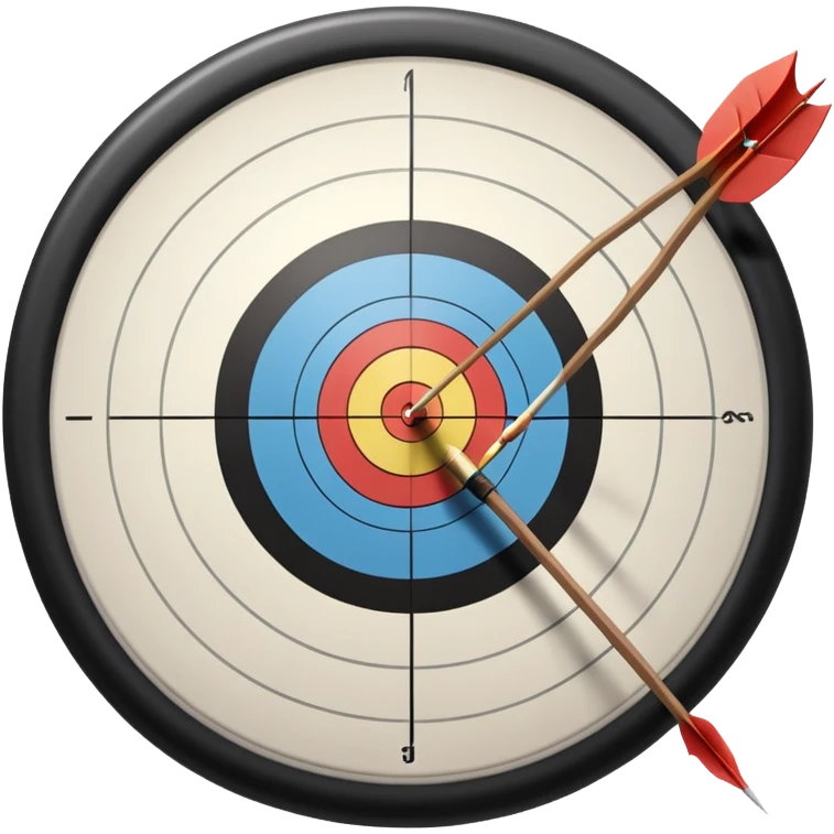 A close-up of a bowstring pulled taut with an arrow aimed at a target. The target's concentric rings are visible in the background, highlighting the focus and precision required for archery. The scene captures the grace and concentration of the sport. emoji