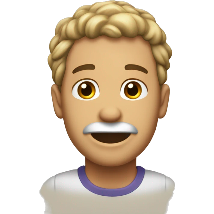 Crie um emoji personalizado com as seguintes características:Rosto redondo.Cabelos escuros e cacheados.Um sorriso largo e amigável. emoji