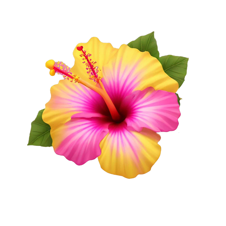 yellow and pink hibiscus flower emoji