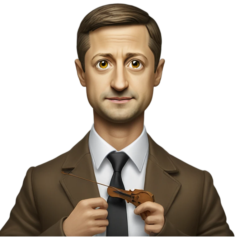 Hyper realistic Vladimir Zelensky pulls the strings  of a wooden doll emoji