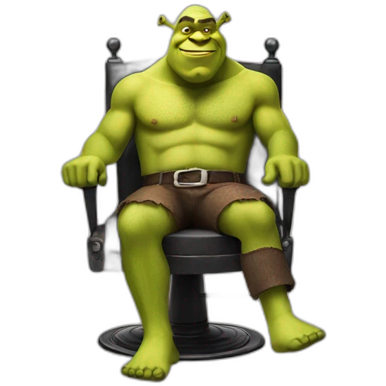 Shrek on chair and barber emoji