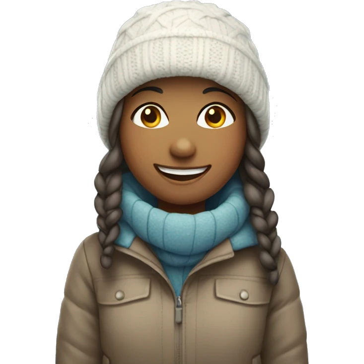 smiling girl in winter attire emoji