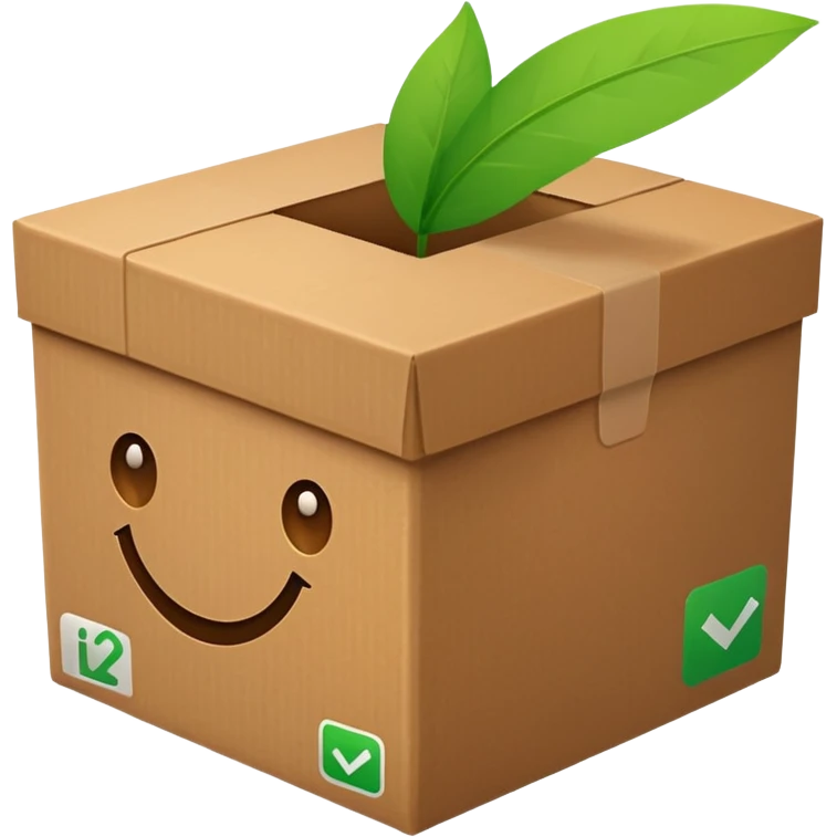 a brown box with green checkbox in the corner emoji