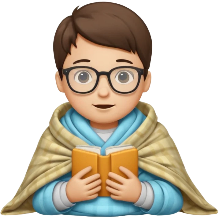 boy child with glasses with tucked blanket emoji