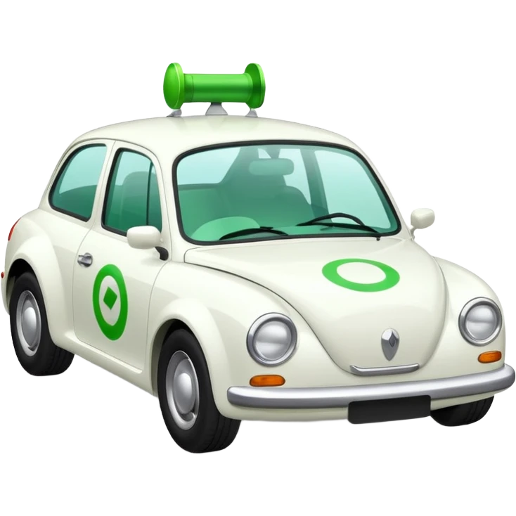 simple white car with 'Bolt' in green text on the roof emoji