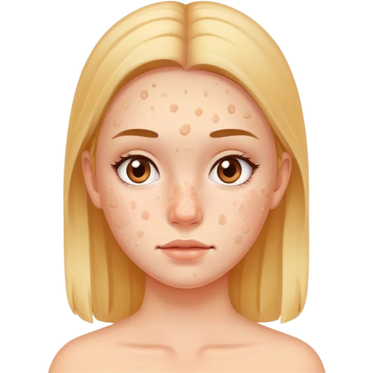 chica con acné en el rostro, fondo liso emoji