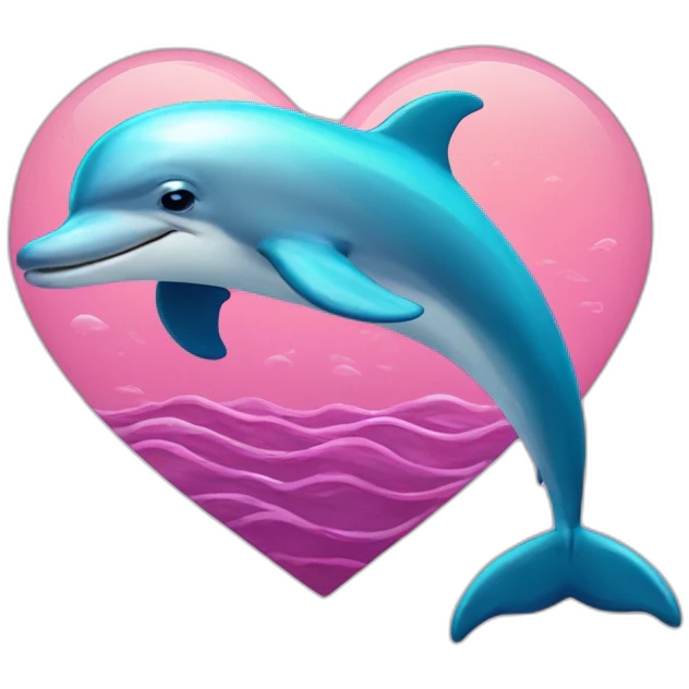 dolphin sea   heart shaped waves emoji