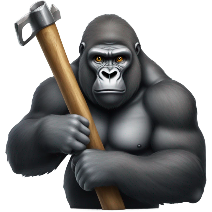 silverback gorilla holding hunting tool emoji