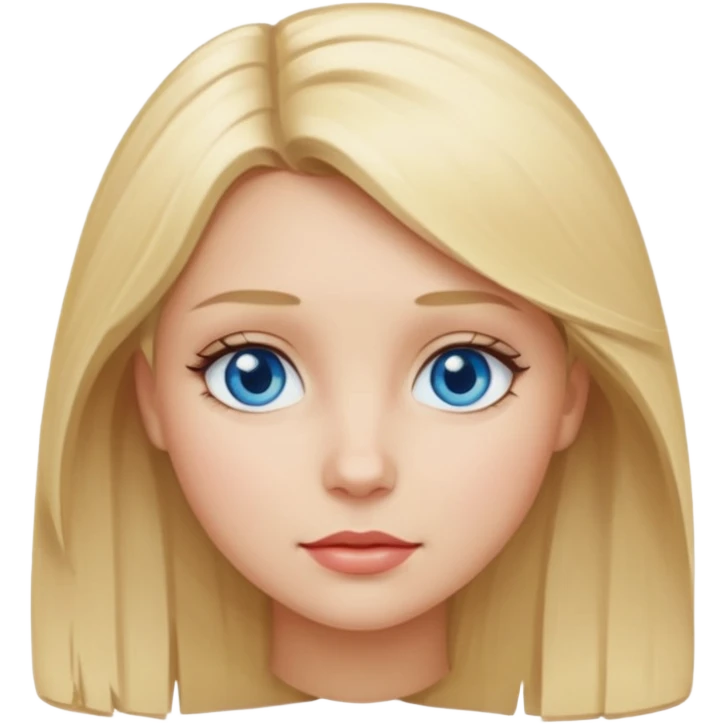 A girl with medium-length blonde hair, blue eyes, small lips.  emoji