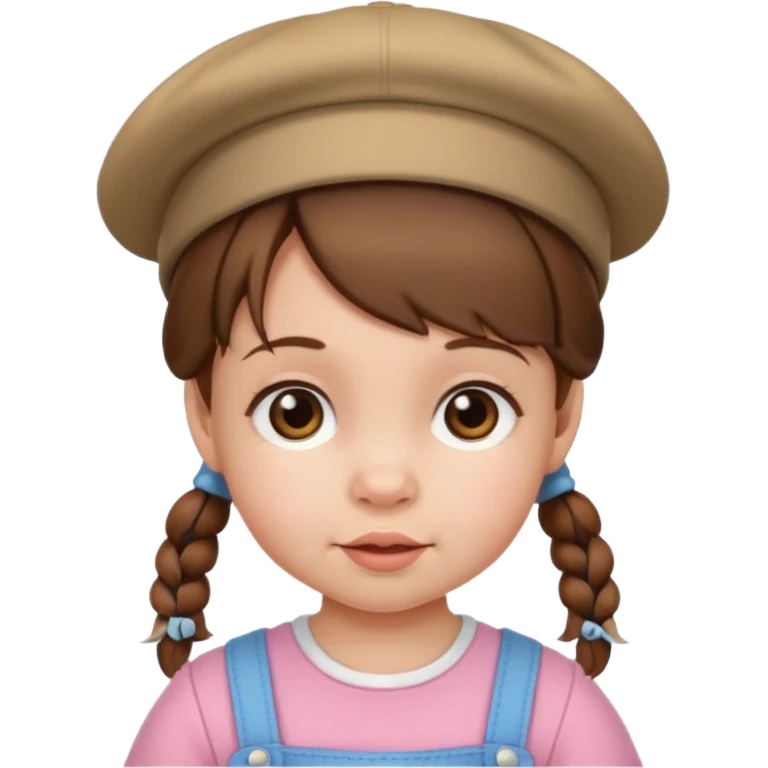 baby girl with brown hair and pigtails with hat emoji