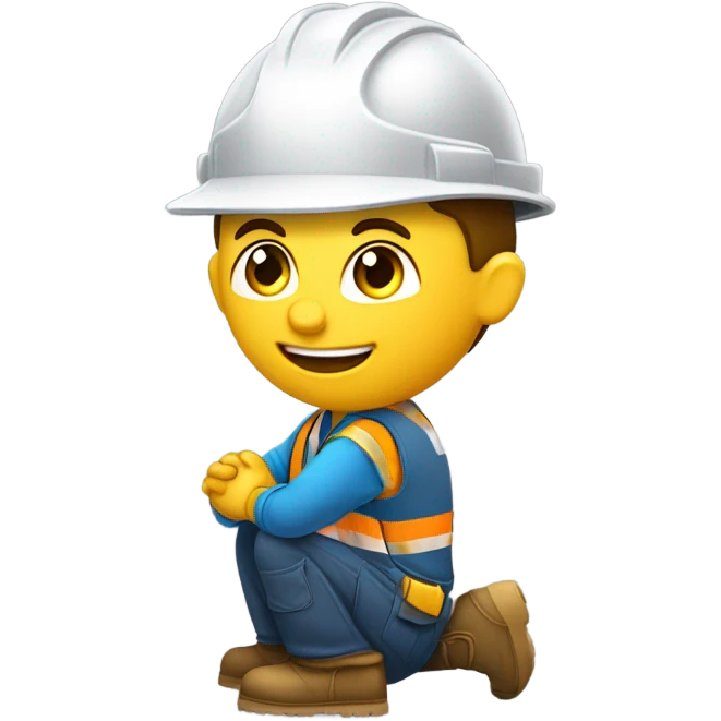 construction worker down on one knee with a ring emoji