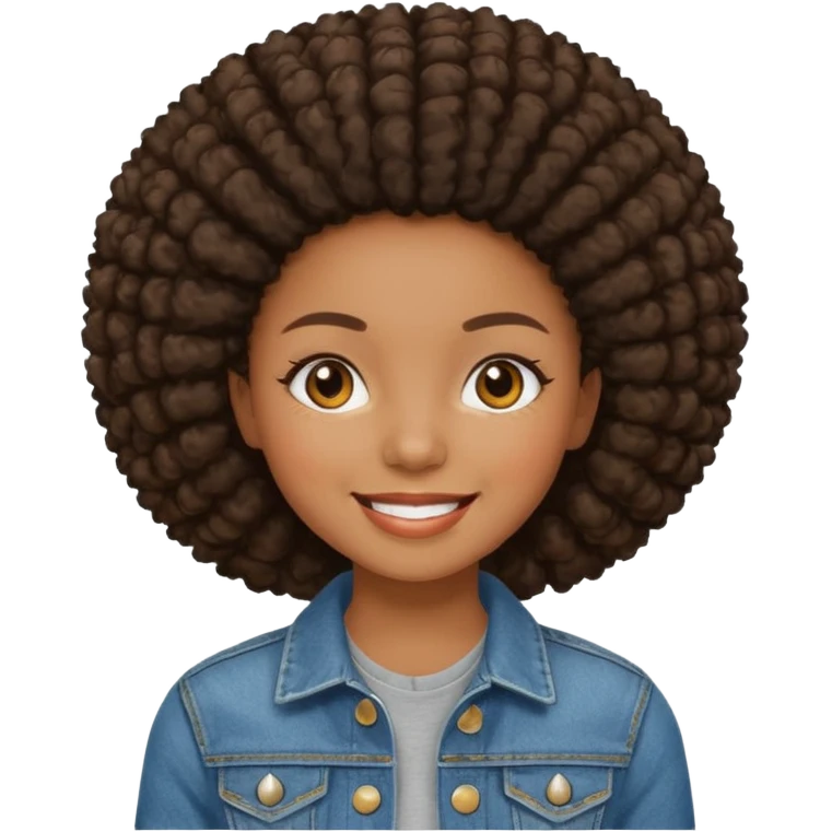 afro girl in jean jacket emoji