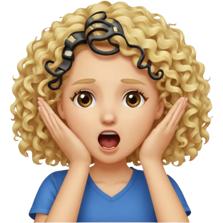 Emoji di ragazza bionda riccia che urla e mette una mano in faccia verso la fronte emoji