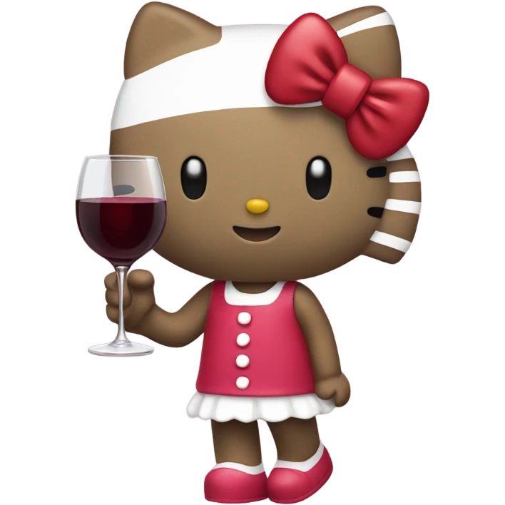 Hello Kitty drinking red wine emoji