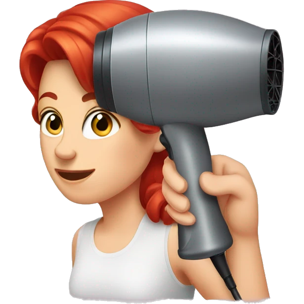 red hair dryer in hand emoji