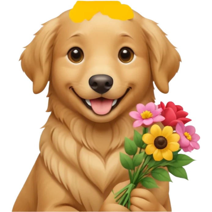 dog holding flowers emoji