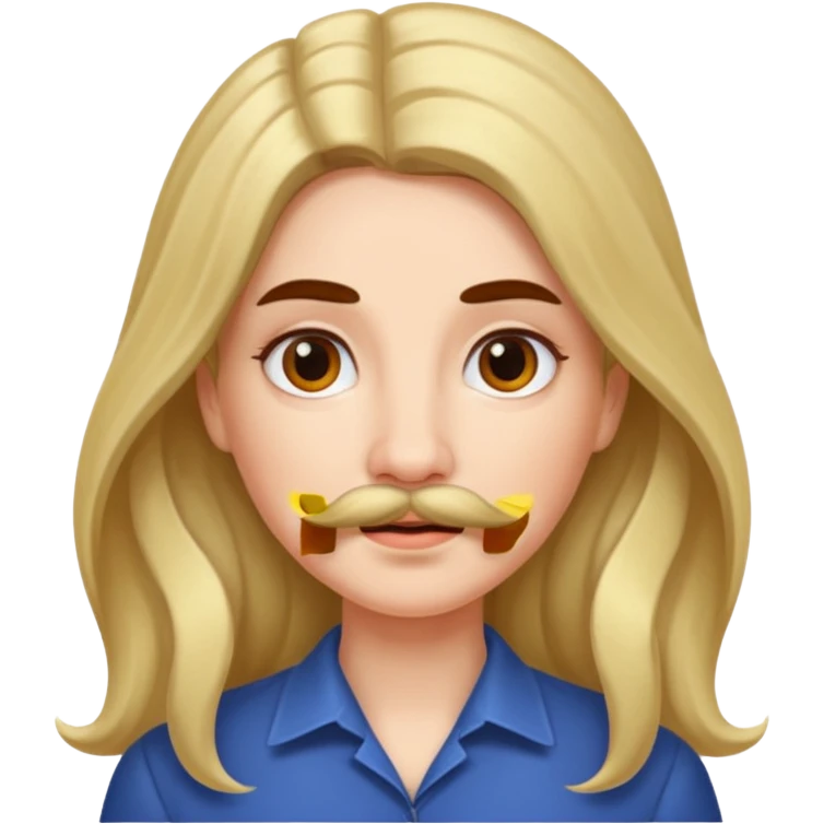 Women lomg hair  with mustache emoji