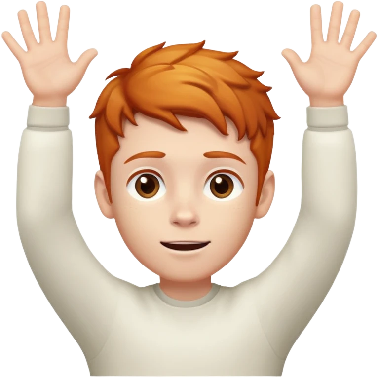 white brown eye ginger boy with hands up  emoji