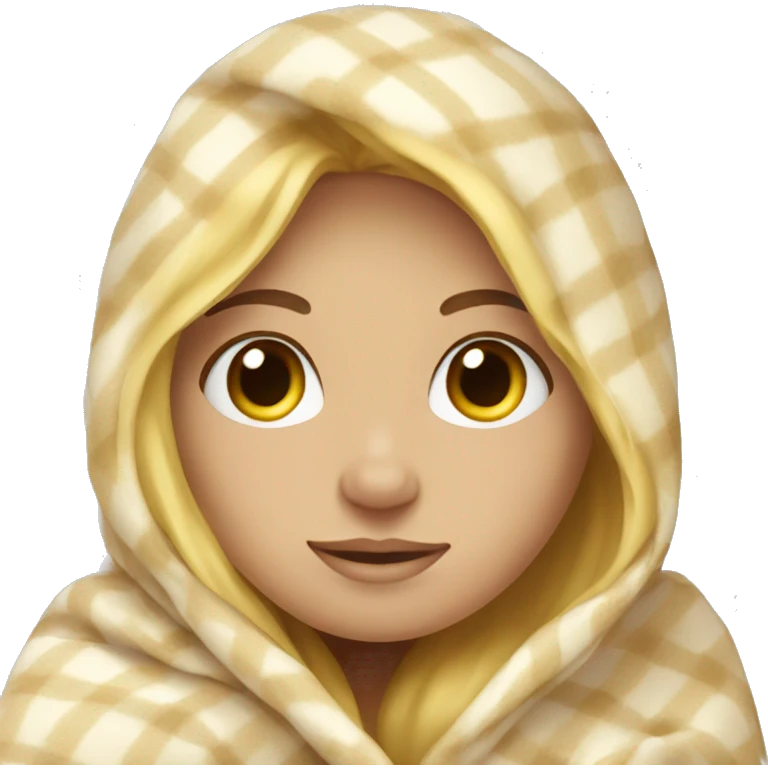 blonde girl cozy in a blanket  emoji