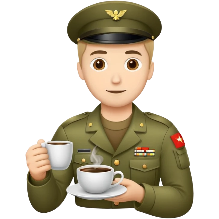 Hazme un soldado tomando una tasa de café  emoji