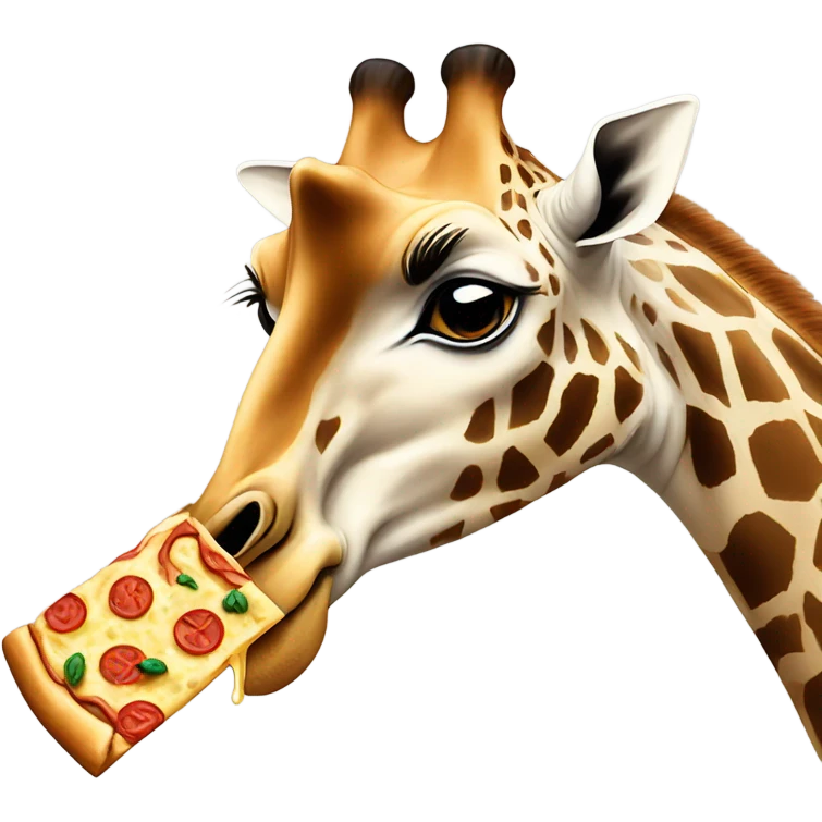 Giraffe eating pizza ￼ emoji