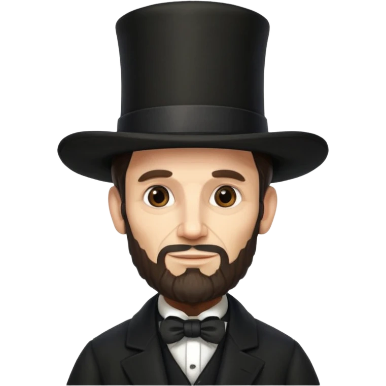 Illustrate Abraham Lincoln with tall hat, beard & classic black coat emoji