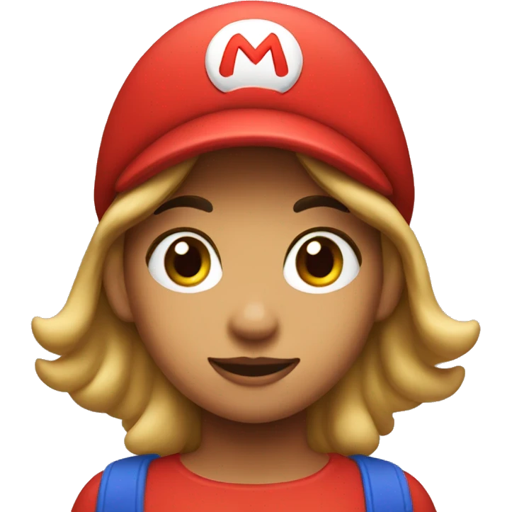 Girl wear mario hat emoji