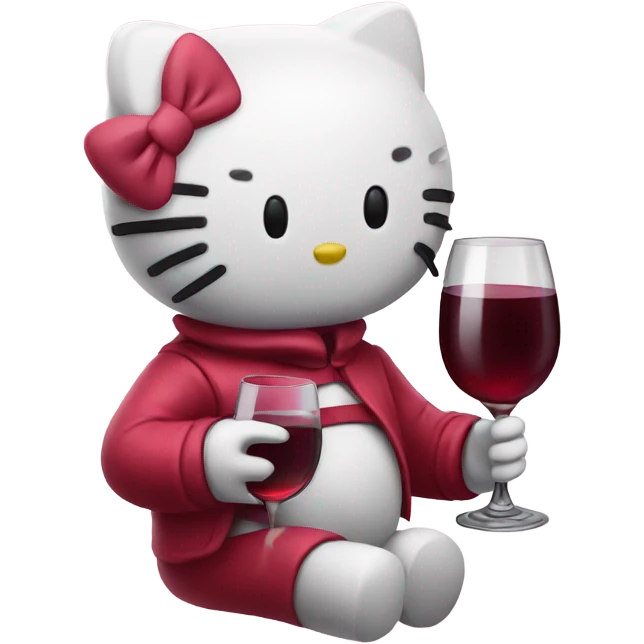 Hello Kitty drinking red wine emoji