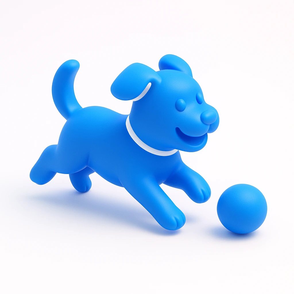 happy dog running after ball emoji